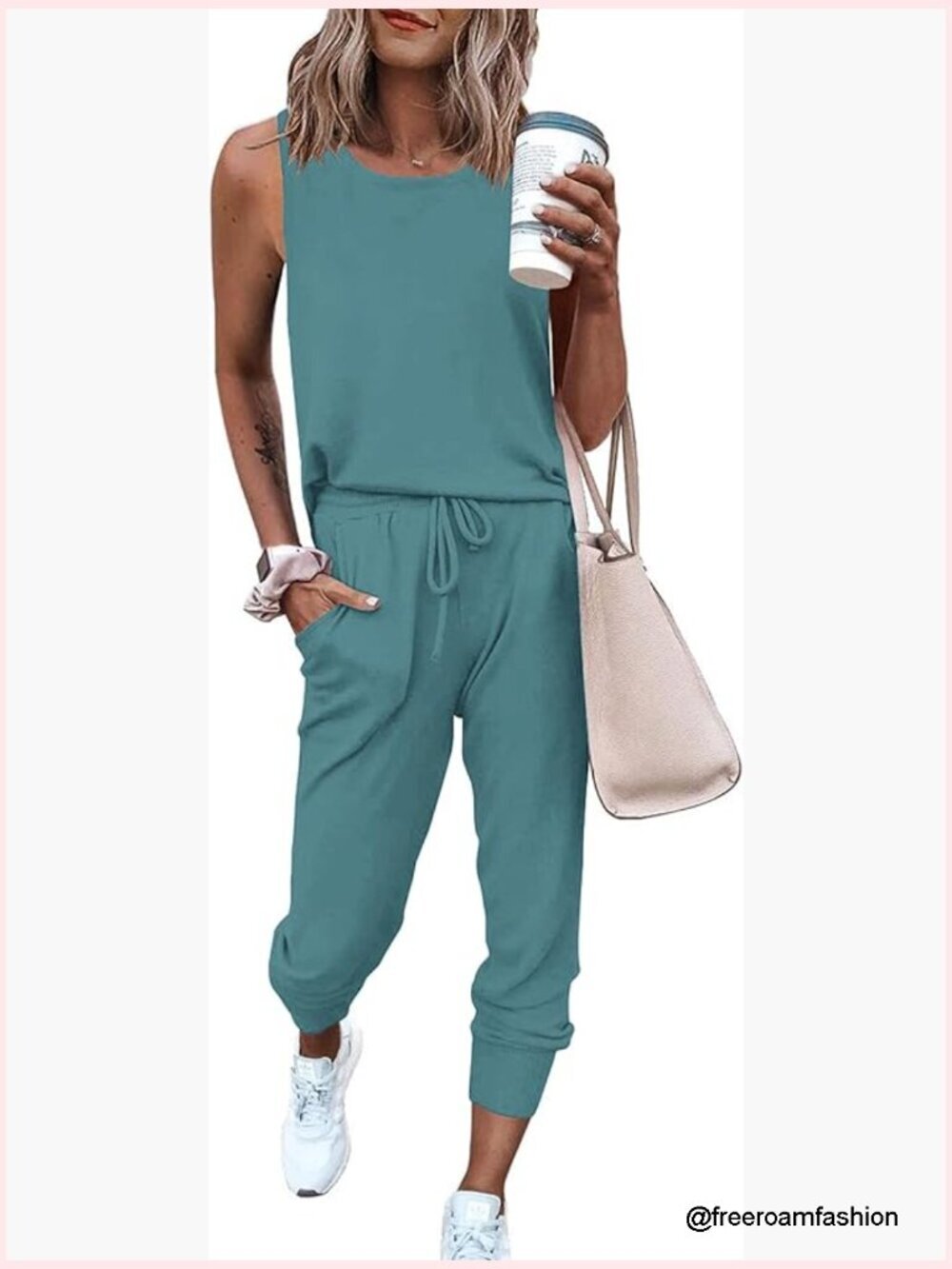 Two Piece Outfit Set Sleeveless Tank Top Jogger Pants Lounge Wear Tracksuit